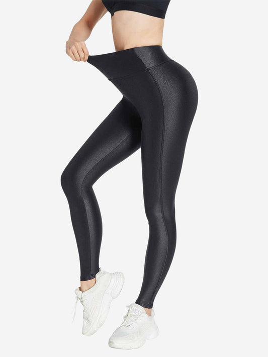 High Waist Active Stretch Faux Leather Leggings