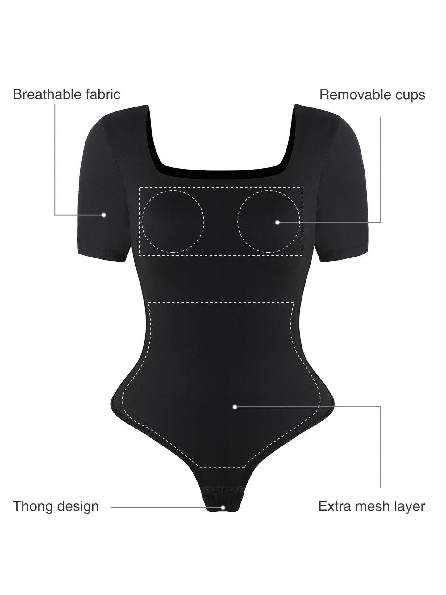 Square Neck Thong Bodysuits