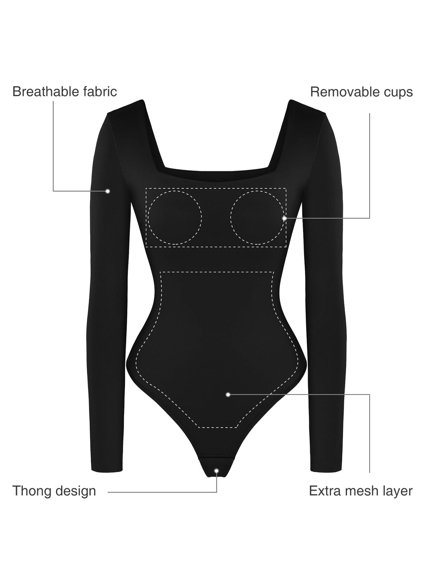 Square Neck Thong Bodysuits