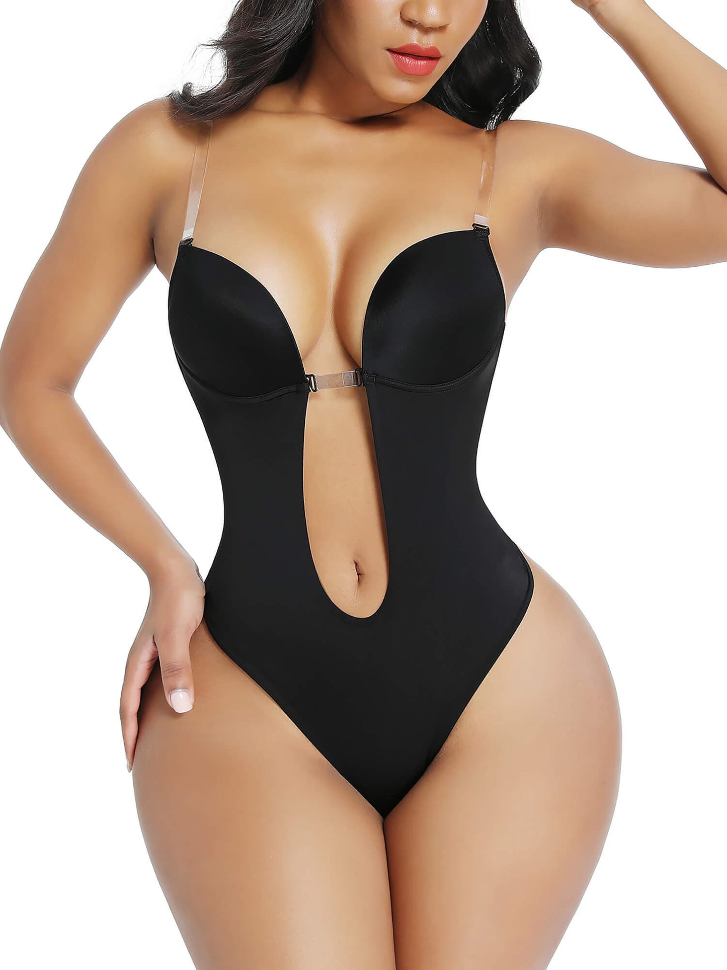 Strapless U Plunge Thong Bodysuit Backless Bra